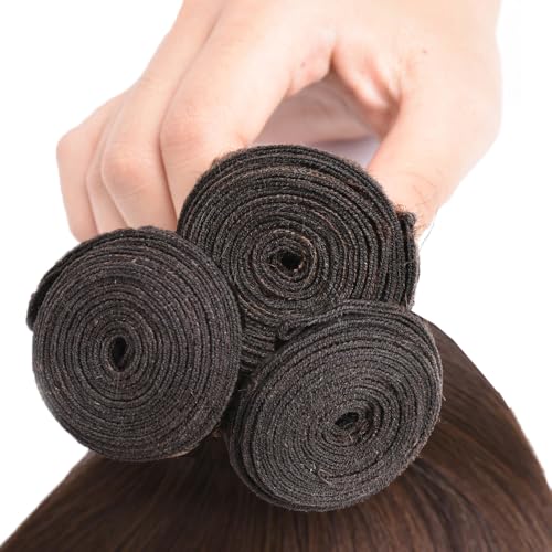 NecvDcvs #4-S Brown Human Hair Bundles 20-24 Inch Straight Virgin Brazilian Extensions