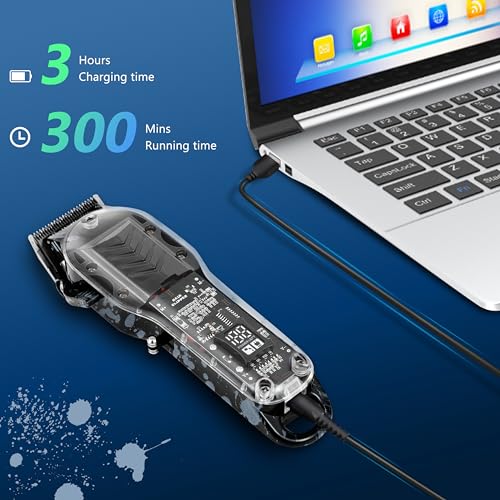 Cordless Professional Hair Clippers for Men with LED Display and 8 Fade Combs