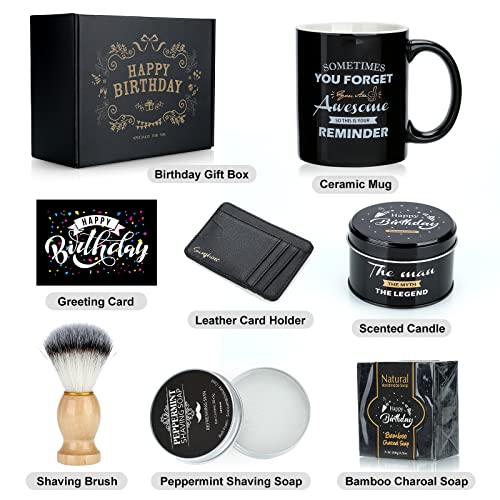 Men's Birthday Gift Box Set with Mug Candle Soap Shaving Cream Beard Brush