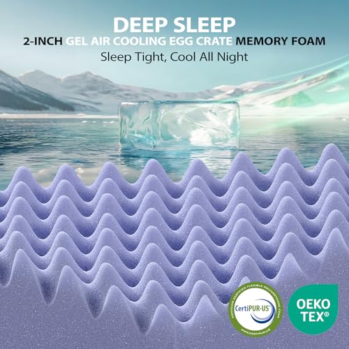 White Full Size Memory Foam Mattress Topper with Cooling Gel Egg Crate & Pillow Top - 4 Inch