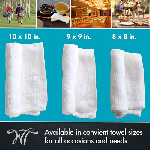 White Towel Services 10" x 10" inch Moist Cotton Towel Individually Wrapped - Unscented (Case of 50)