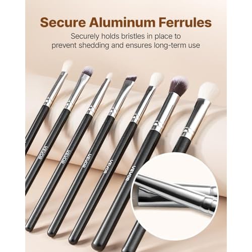 VEVOR 15-Piece Makeup Brush Set for Foundation Blending Eyeshadow, Professional Vegan Brushes with Soft Synthetic Bristles, Ergonomic Wood Handle & Aluminum Ferrule, Portable and Travel-Friendly