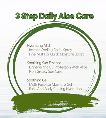 Aloe Vera Skincare Set with Soothing Gel, Facial Mist & SPF50+ Sunscreen – Hydrating Travel Kit
