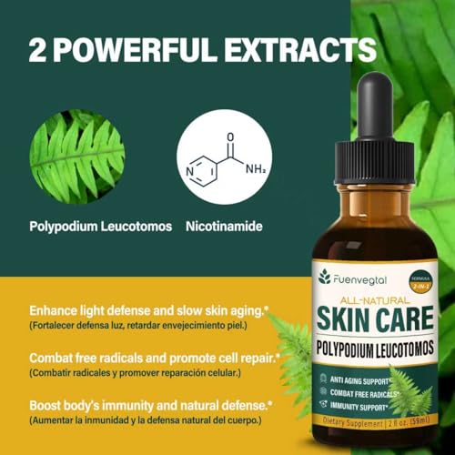 Polypodium Leucotomos Extract Skin Care Drops Unflavored 2 Fl Oz - Anti-Aging & Immunity Support