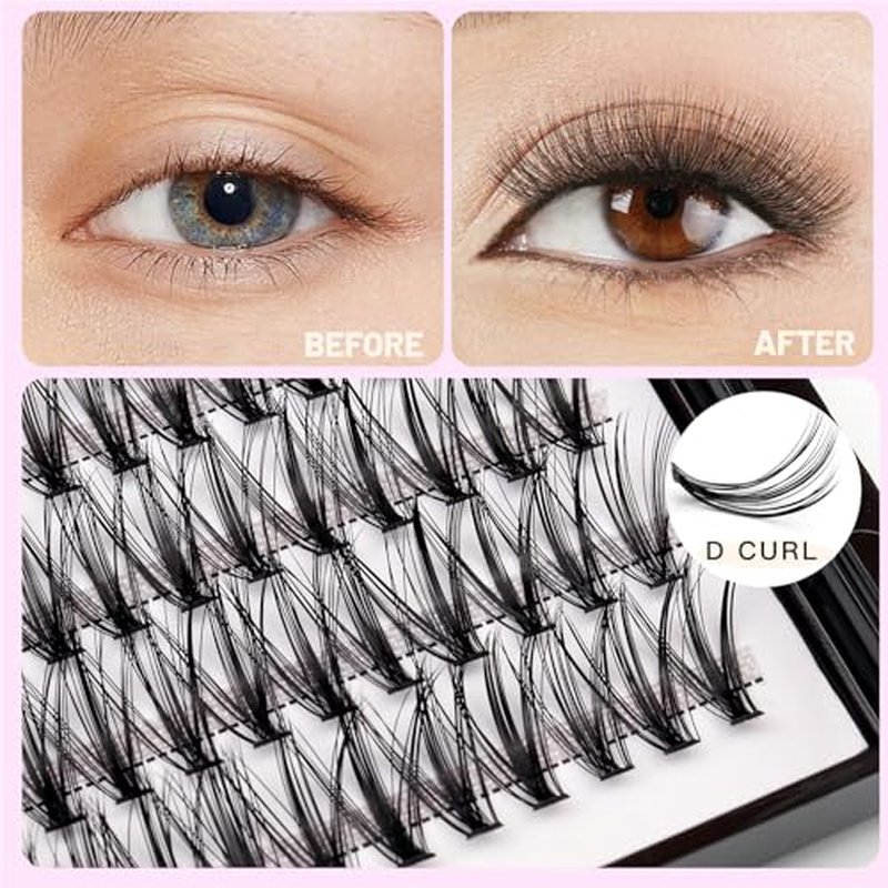 8-20mm Available 200Pcs Handmade Natural long 20Roots Black Soft Individual False Eyelashes Cross Makeup Cluster Eyelashes Thickness 0.07mm D Curl Eye Lashes Extensions (13mm)