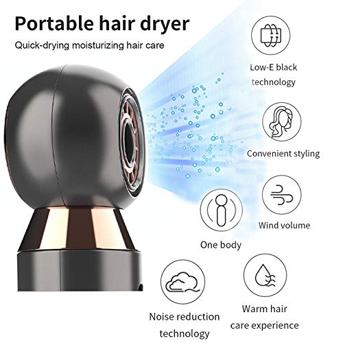 Gray Professional 800W Compact Hair Dryer with Concentrator Nozzle - Lightweight Travel & Home Use