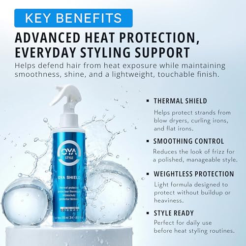 OYA Shield 8 Fl Oz Heat Protection Spray - Lightweight Thermal Shield for Hair