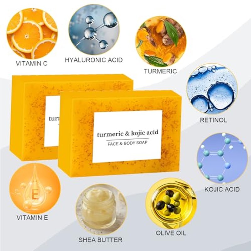 3PCS Lemon Turmeric Soap,Turmeric Soap Bar for Face and Body,Lemon Turmeri c Soa p infused with turmeric Extract, Soft, gentle and effective