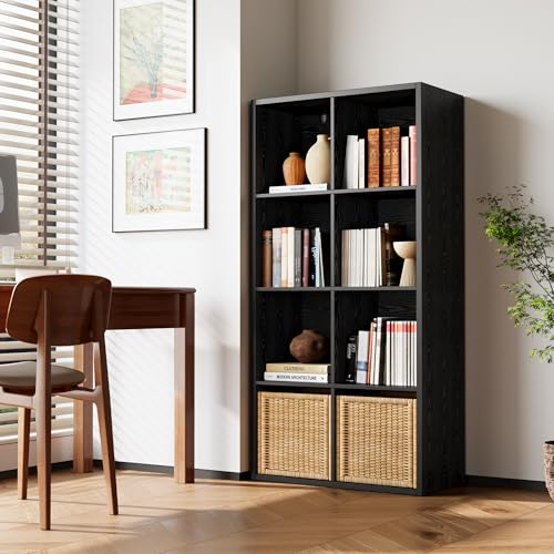 IRONCK 8-Cube Storage Organizer Reversible Bookshelf Black - Modern Home & Office Storage