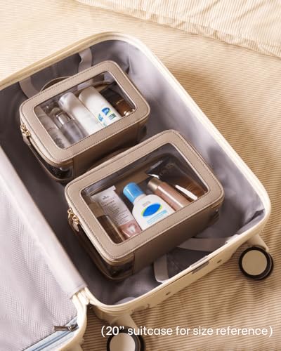 Clear Cosmetic Bag Set for Women Travel Toiletry Organizer with Handle – Stone, Mini, Small & Large