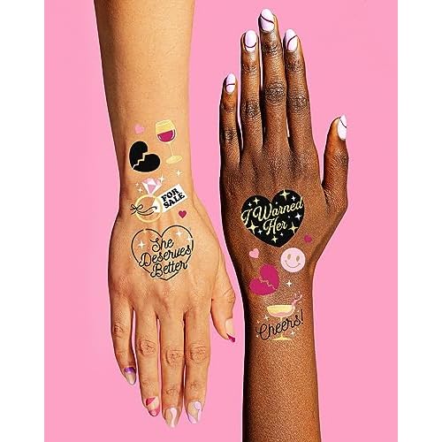 xo, Fetti Divorce Party Temporary Tattoos - 60 Foil Styles | Just Divorced Party Supplies, Break Up Party Favors, Single Ladies Party Decorations, Ex-Wife Gag Gift, Newly Divorced