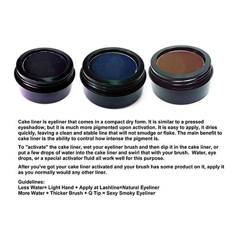 Matte Cool Dark Navy Blue Cake Eyeliner & Pressed Eyeshadow, Water Activated Powder; Gluten & Cruelty Free