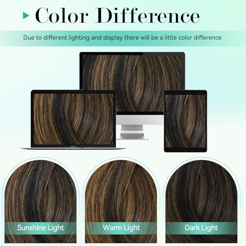 Ukira 18 Inch Balayage Hair Extensions - Natural Black & Chestnut Brown, 75g, 7pcs (Variation #1BP6)