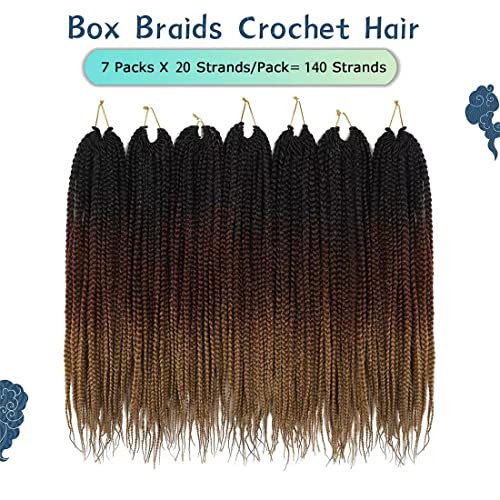 Crochet Box Braids Hair Pre-Looped Goddess Braids 7 Packs 18 Inch - 1B/30/27 Variation