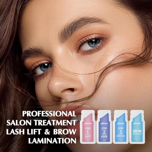 Libeauty Lash Lift Kit 20 Pcs Sachets, Brow Lamination Kit, Individually Packaged Lotion for Salon & Home Use with 5 Sizes L-Curl Shields