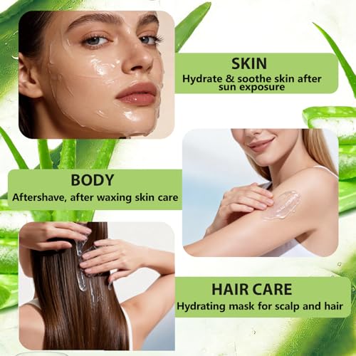 ABOTE Organic Aloe Vera Gel 99% Pure for After Sun, Shaving & Itchy Skin – 13.53 fl oz / 400 ml