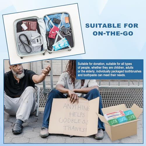 Bulk Hygiene Kits 100 Sets with Disposable Toothbrushes, Toothpaste & Comb - Travel & Donation Pack