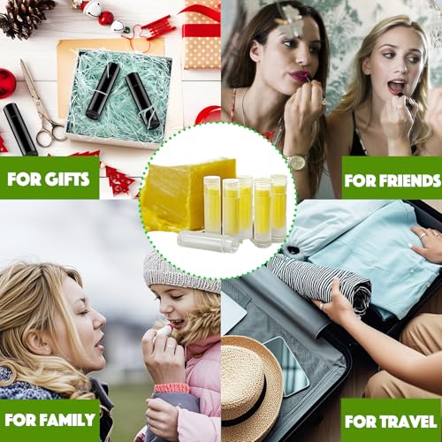 100 Pack Lip Balm Tubes with Filling Tray, Spatula & Labels - DIY Kit (Black & Clear)