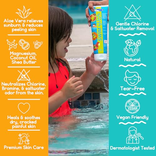 TRISWIM Kids Swim Suds & Lotion Set 8.5 fl oz each | Natural Tear-Free 2-in-1 Kids Swim Shampoo