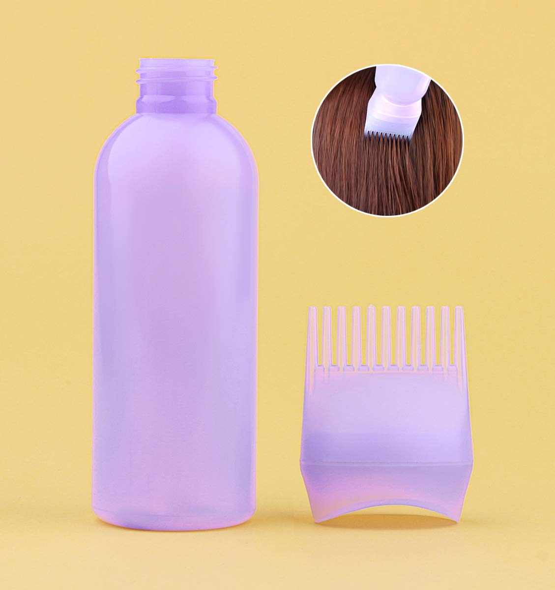 Yebeauty Root Comb Applicator Bottle, 2 Pack 6 Ounce Hair Oil Applicator Bottle for Hair Dye Bottle Applicator Brush with Graduated Scale- Purple