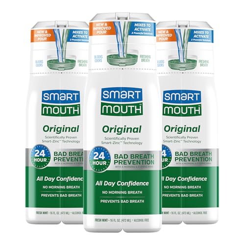 Fresh Mint Zinc Mouthwash 16 fl oz - 3 Pack Anti-Bad Breath Oral Rinse with Dual Solution