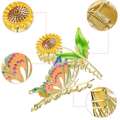 YUXIANLB 11PCS Metal Claw Clips, Sparkly Butterfly Tulip Flower Large