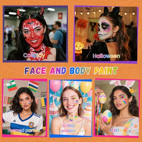 Black Face Paint, Water Based Facepaint, Non Toxic Black Body Paint, High Pigment Face Painting for Halloween, Easter, Costume, Cosplay, Clown Makeup 1.06 Oz.