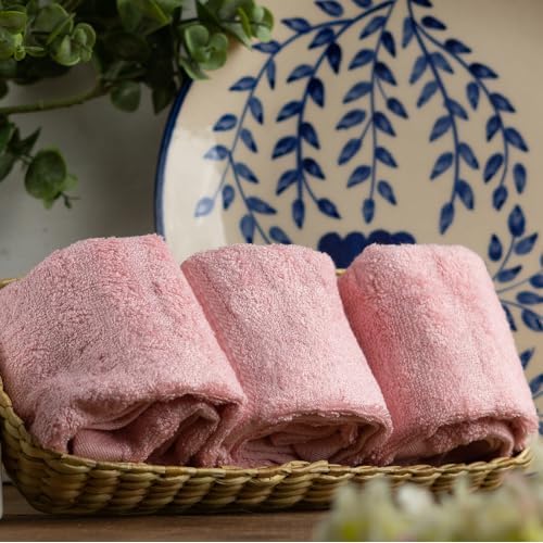MUSH Rayon Derived from Bamboo Face Towel Washcloth | Ultra Soft, Absorbent Towel for facewash, Gym, Pool, Travel, Spa, and Yoga | 500 GSM 13 x 13 Inches | Pack of 9, Pink