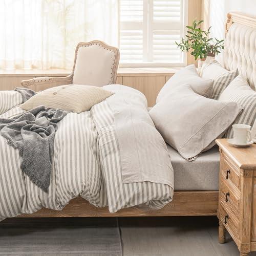 Pure Era Jersey Knit Bed Sheet Set Heather Beige California King - Soft & Cozy