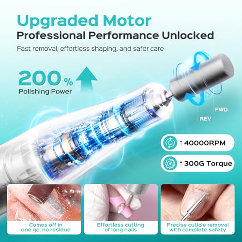 COSLUS E51 Electric Nail Drill - Professional White Handheld Nail File with LCD Display
