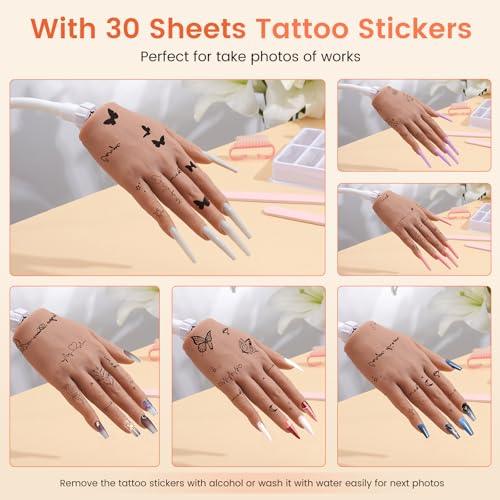 Wilfniee Practice Hand Kit for Beginners - Silicone Fake Nail Hand with Deep Nail Tips