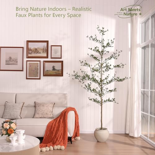 7ft Faux Olive Tree with Fake Trunk - Shady Lady Artificial Tree, UV Resistant