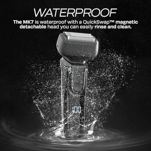 HUMMINGBIRD MK7 Premium Foil Face Shaver, Four Blade Foil Shaver with Long Hair Leveler, Electric Razor for Men, Waterproof Wet & Dry Shave, Cordless USB-C Rechargeable, LED Display, Travel Case
