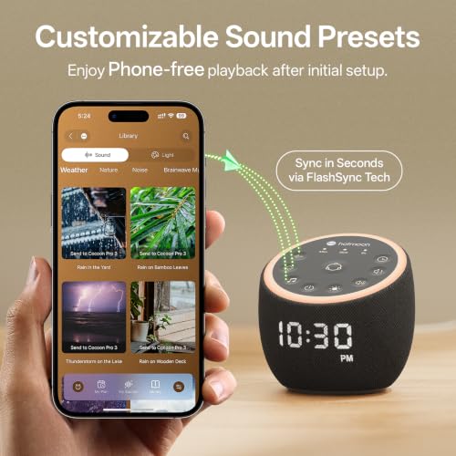 Hotmoon Cocoon Pro 3 Smart Sleep Sound Machine Black, 117 Sounds, App Control