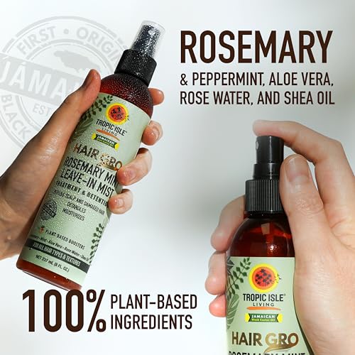 Tropic Isle Living Rosemary Mint Leave-In Conditioner 8oz/ 237ml - Detangles, Moisturizes, Repairs Scalp and Damaged Hair with Natural Formula, Suitable for All Hair Types, Cruelty-Free