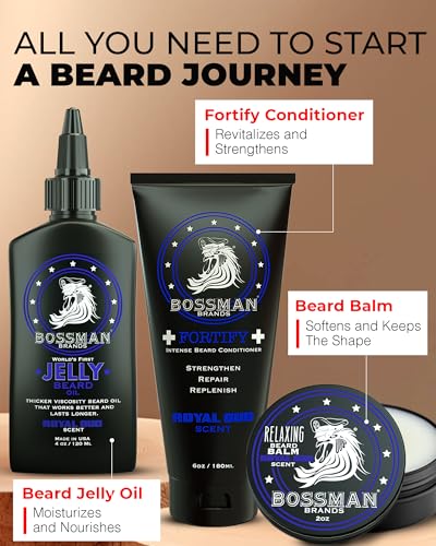 Bossman Essentials Beard Kit for Men - Magic Scent - 3-Piece Grooming Set - Variation of B. Essentials Kit Magic