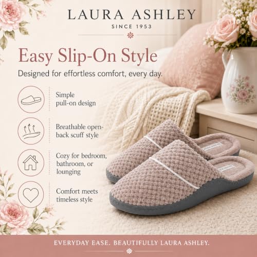 Laura Ashley Women's X-Large Stone Spa Slip-On Rugged Scuff Slippers with Cushioned Insole