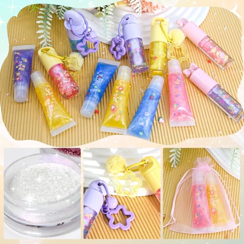 DIY Lip Gloss Making Kit for Girls - Yellow & Blue Lip Gloss Set with Keychain