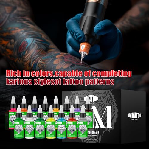 15-Color Tattoo Ink Set for Shading and Outlining - Vibrant, Long-Lasting