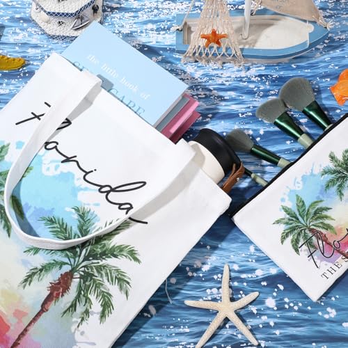 Reginary 6 Pcs City Souvenirs Gifts New York Italy Chicago Seattle Los Angeles Souvenir Canvas Tote Bag Cosmetic Bag Women