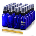 CULINAIRE 2oz Glass Spray Bottles for Essential Oils with Gold Pen Marker, Small Fine Mist Spray Bottle, Refillable, for Hair Spray, Essential Oils, Colognes, and Hand Sanitizers, Blue, Pack of 24