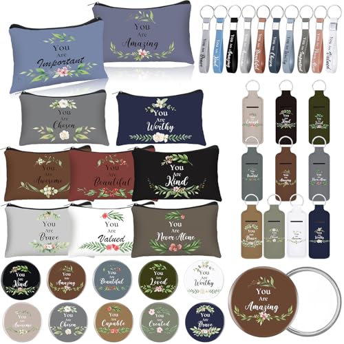 Christian Makeup Bags Keychains Bible Verse Dark Color - Inspirational Gift Set