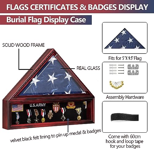Medium Military Shadow Box with Flag Display Case - Mahogany Finish, 5'x9.5' Variation of THIS listing