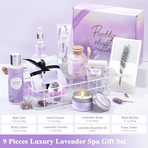 Lavender Spa Gift Basket for Women - 10-Piece Relaxation & Self-Care Set