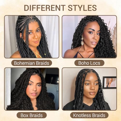Deep Wave Human Hair Bundle for Braiding - 18 Inch 50g Natural Black #1B