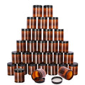 KUKLIPJIM Brown Plastic Jars 8 oz (250 ml) Pack of 30 with Black Lids | Wide-Mouth Cosmetic & Storage Containers