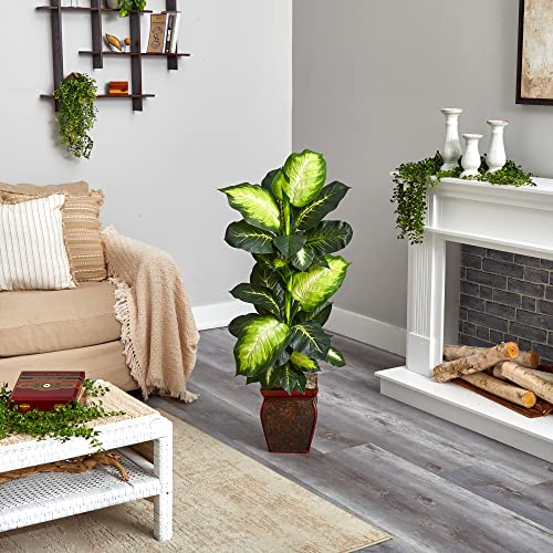 Artificial Golden Dieffenbachia Plant with Decorative Pot - 45 Inches Tall