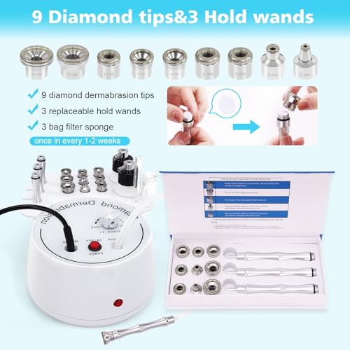 Microdermabrasion Skin Care Machine 3-in-1 with Wand Spray Glass Tube - White