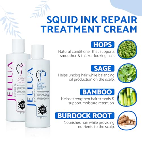 Hair Care Duo: Squid Ink Active Shampoo & Repair Treatment Cream - 8 Oz