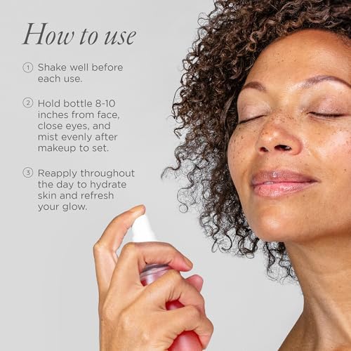 P?R MINERALS Lit Mist Illuminating Setting for Face - Long-Lasting Makeup Finishing - Lightweight Makeup Primer & Hydrating Setting Revitalizes Dull & Tired Skin, Light, Dewy Shimmer